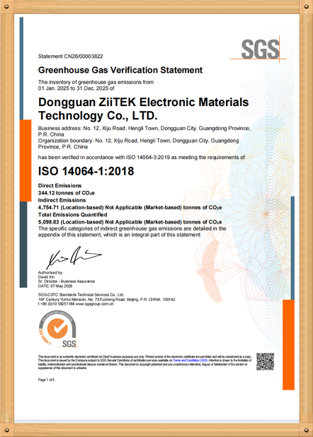 China Dongguan Ziitek Electronical Material and Technology Co., Ltd certificaten